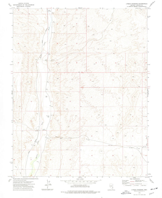 Classic USGS Lyman Crossing Nevada 7.5'x7.5' Topo Map Image