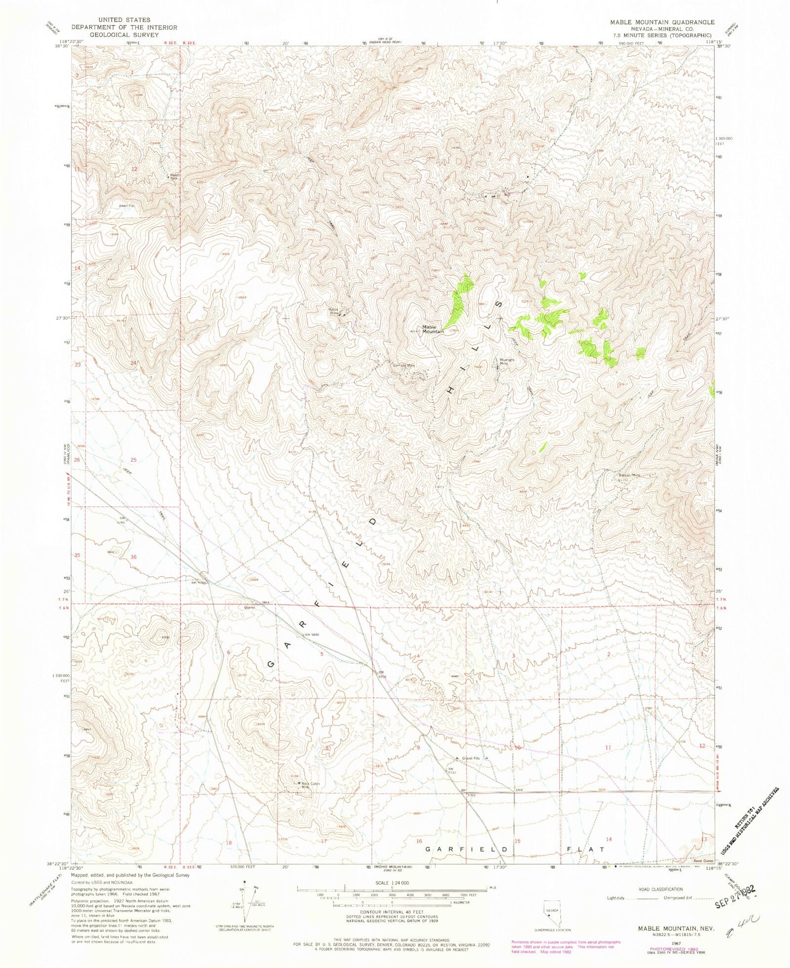 Classic USGS Mable Mountain Nevada 7.5'x7.5' Topo Map – MyTopo Map Store