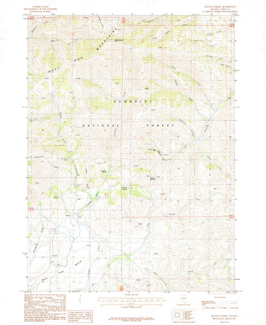 Classic USGS Maggie Summit Nevada 7.5'x7.5' Topo Map Image