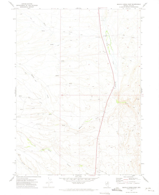 Classic USGS Mahala Creek East Nevada 7.5'x7.5' Topo Map Image