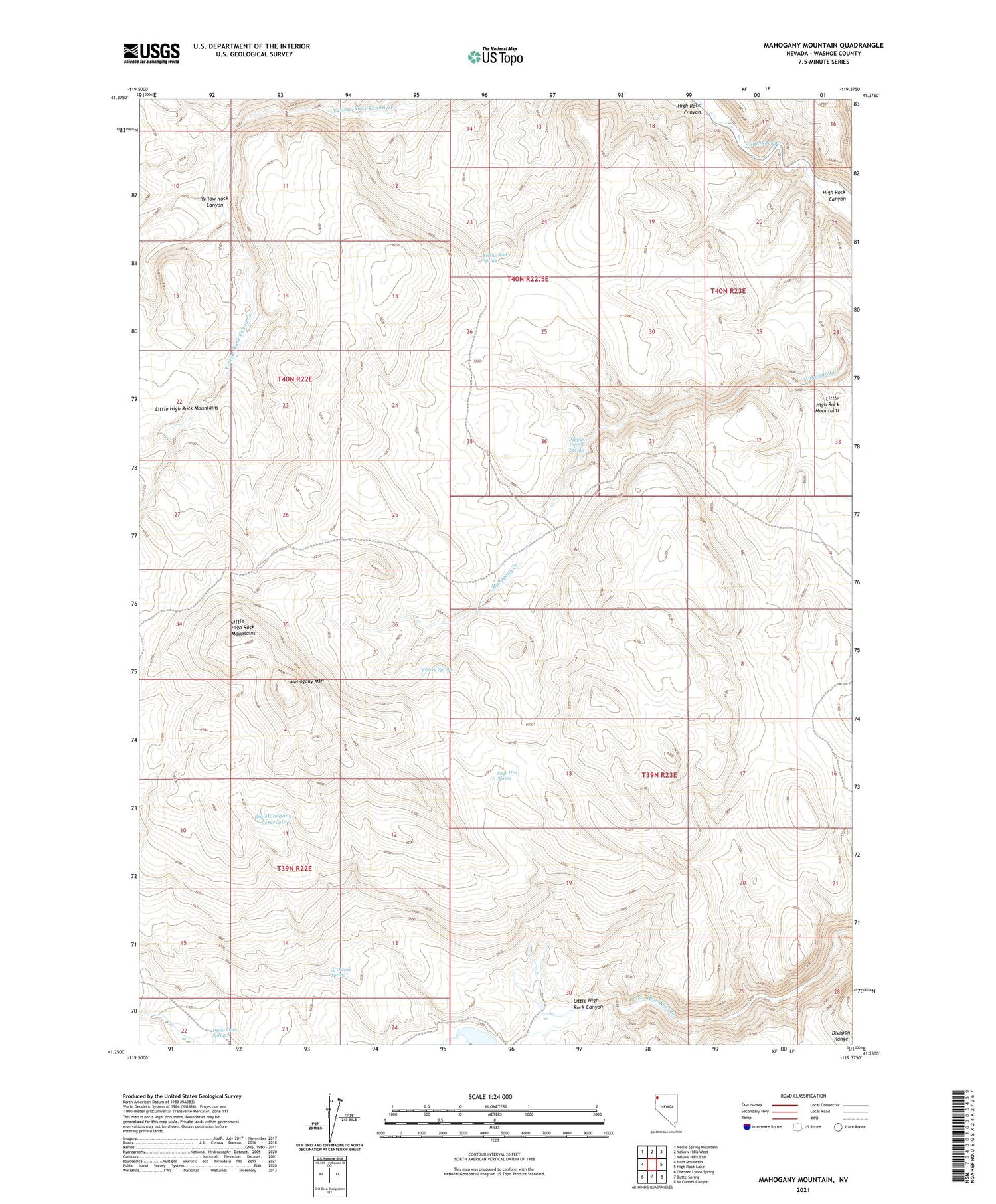 Mahogany Mountain Nevada US Topo Map Image