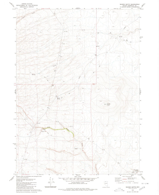 Classic USGS Maiden Butte Nevada 7.5'x7.5' Topo Map Image