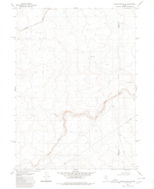 Classic USGS Maiden Butte SE Nevada 7.5'x7.5' Topo Map Image