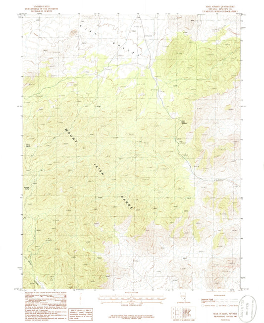 Classic USGS Mail Summit Nevada 7.5'x7.5' Topo Map Image