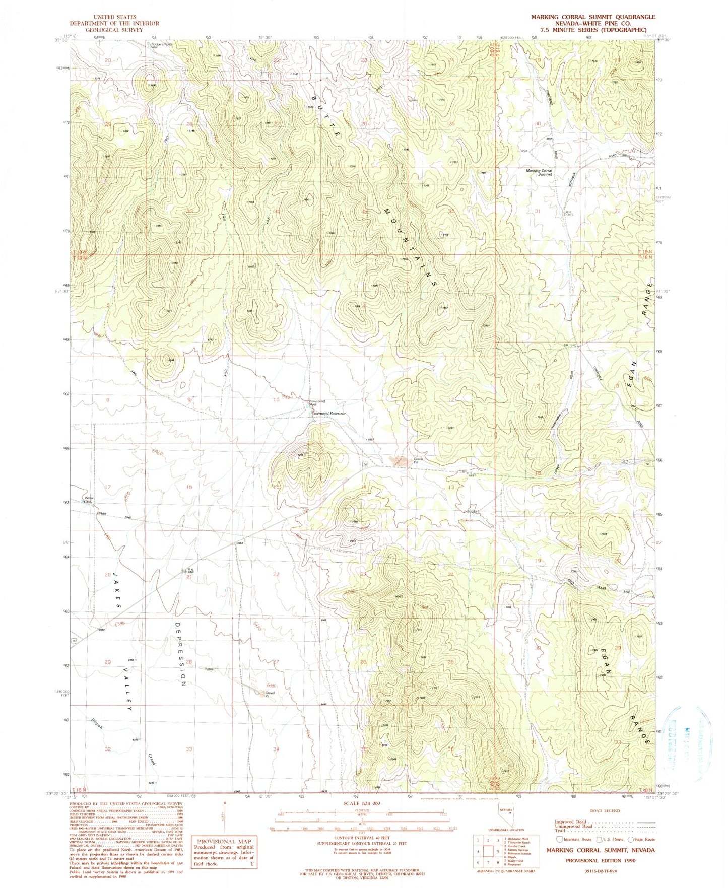 Classic USGS Marking Corral Summit Nevada 7.5'x7.5' Topo Map Image
