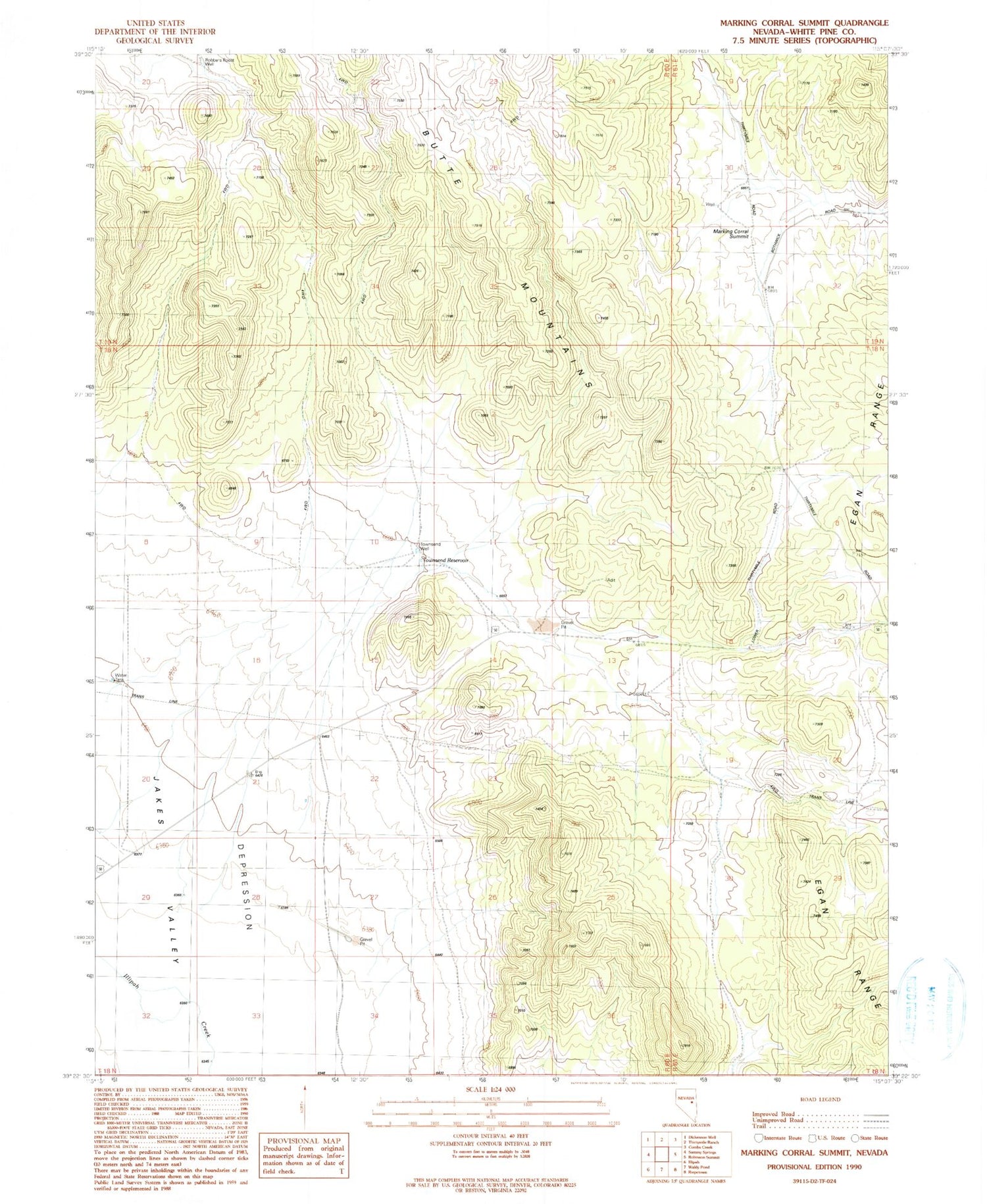Classic USGS Marking Corral Summit Nevada 7.5'x7.5' Topo Map Image