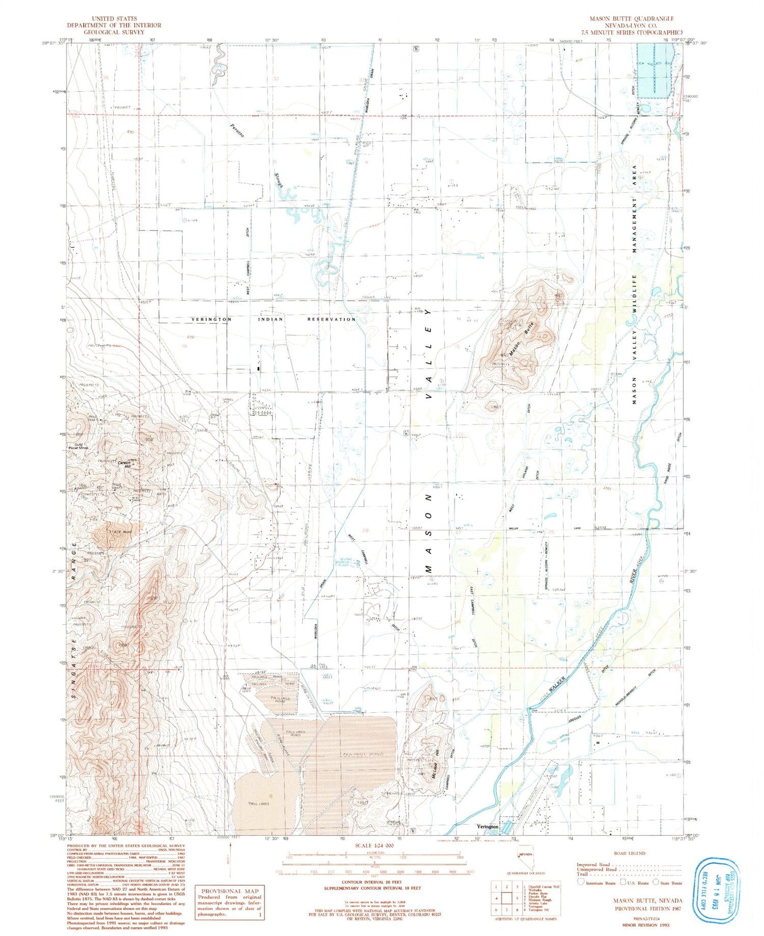 Classic USGS Mason Butte Nevada 7.5'x7.5' Topo Map Image