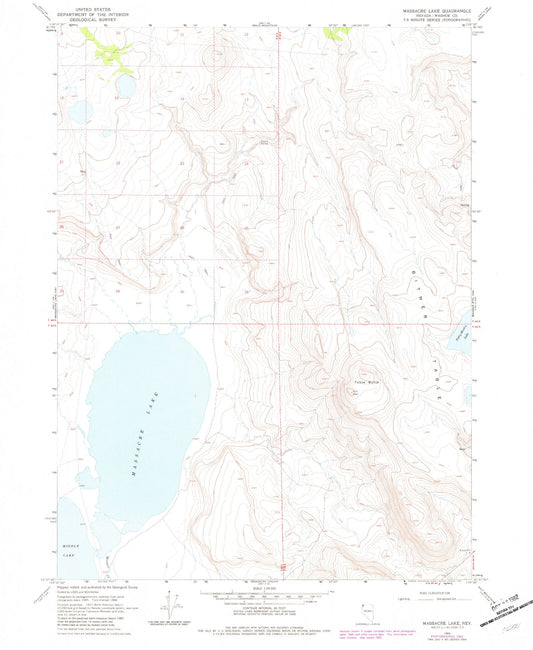 Classic USGS Massacre Lake Nevada 7.5'x7.5' Topo Map Image