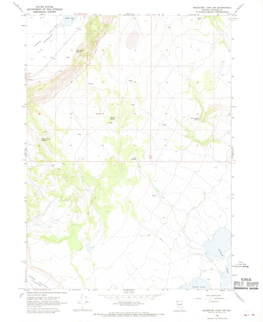 Classic USGS Massacre Lake NW Nevada 7.5'x7.5' Topo Map Image