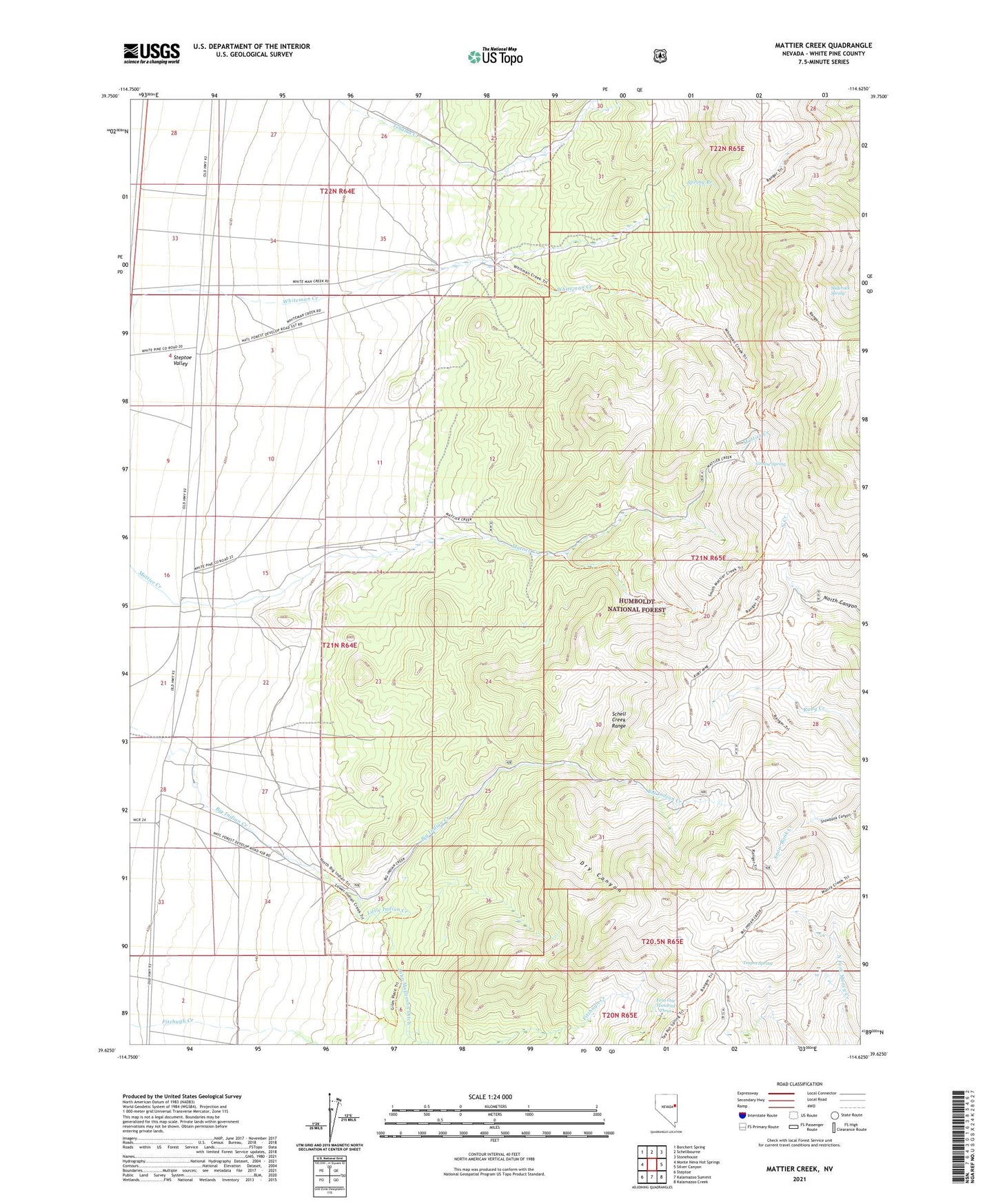 Mattier Creek Nevada US Topo Map Image