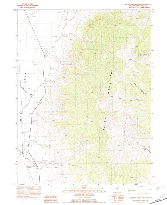 Classic USGS McBrides Sheep Well Nevada 7.5'x7.5' Topo Map Image