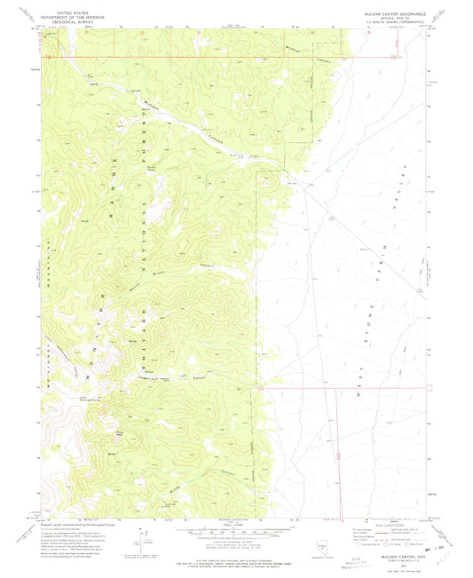Classic USGS McCann Canyon Nevada 7.5'x7.5' Topo Map Image