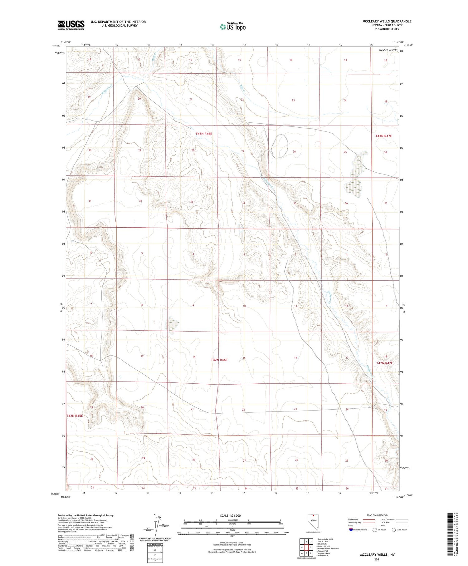 McCleary Wells Nevada US Topo Map Image