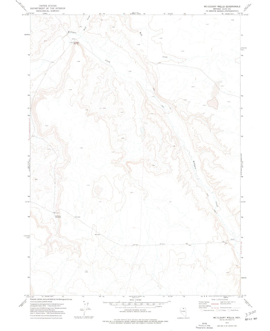 Classic USGS McCleary Wells Nevada 7.5'x7.5' Topo Map Image