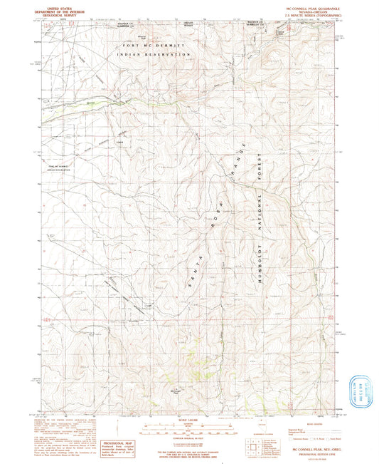Classic USGS McConnell Peak Nevada 7.5'x7.5' Topo Map Image