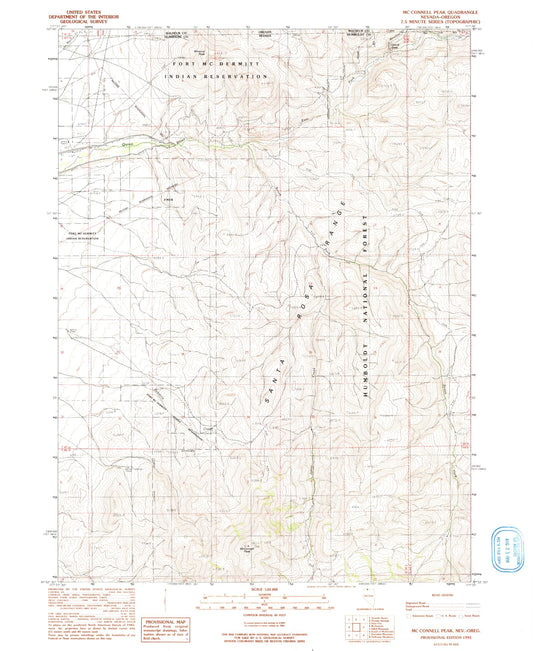 Classic USGS McConnell Peak Nevada 7.5'x7.5' Topo Map Image