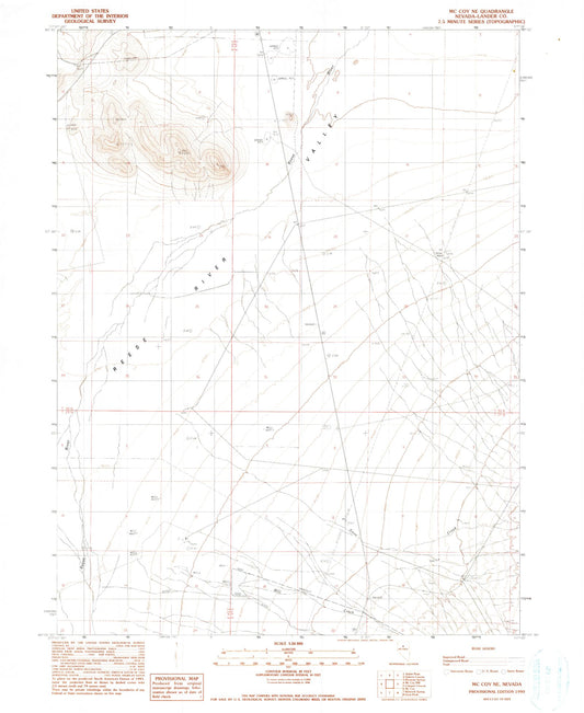 Classic USGS McCoy NE Nevada 7.5'x7.5' Topo Map Image
