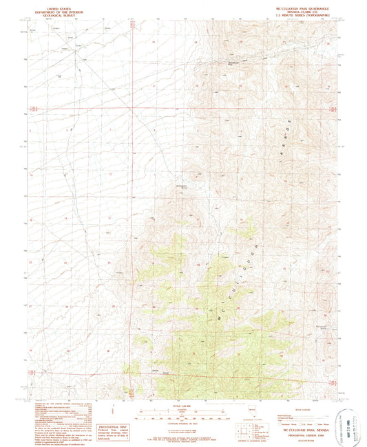 Classic USGS McCullough Pass Nevada 7.5'x7.5' Topo Map Image