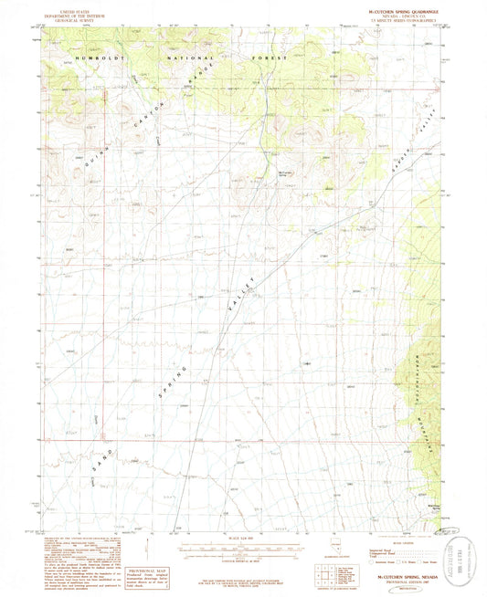 Classic USGS McCutchen Spring Nevada 7.5'x7.5' Topo Map Image