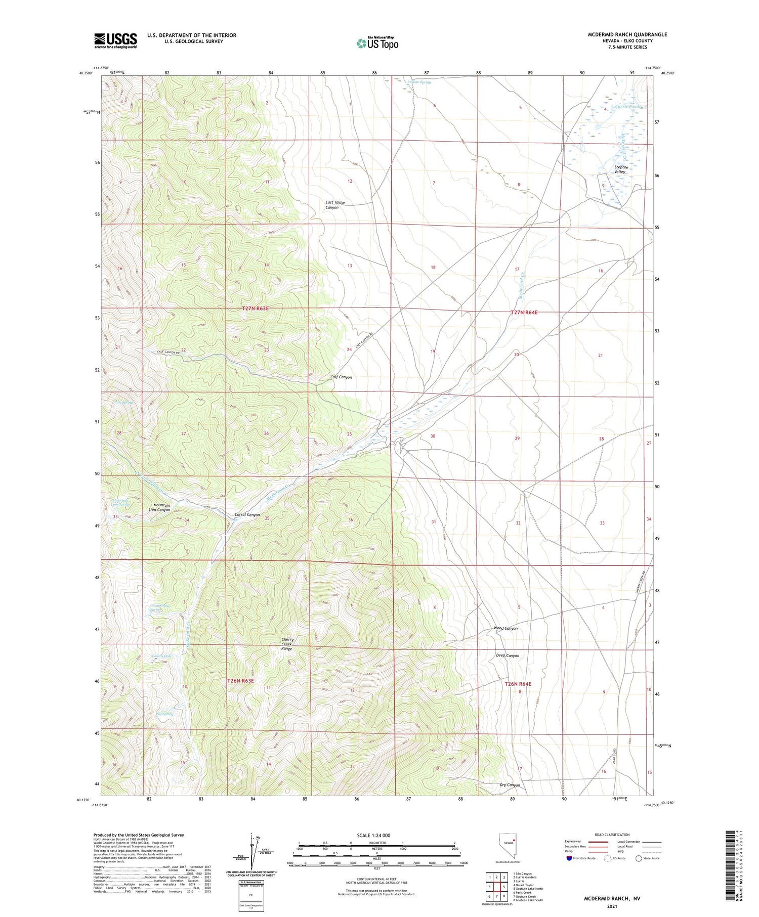McDermid Ranch Nevada US Topo Map Image