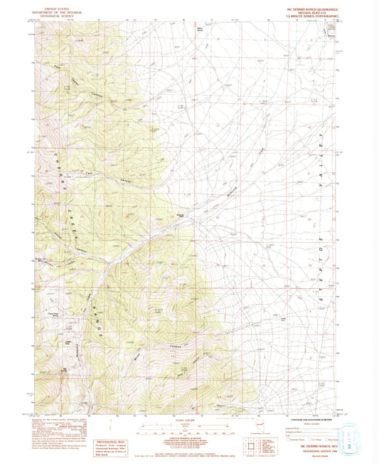 Classic USGS McDermid Ranch Nevada 7.5'x7.5' Topo Map Image