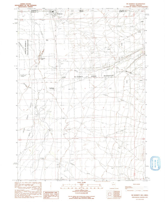 Classic USGS McDermitt Nevada 7.5'x7.5' Topo Map Image