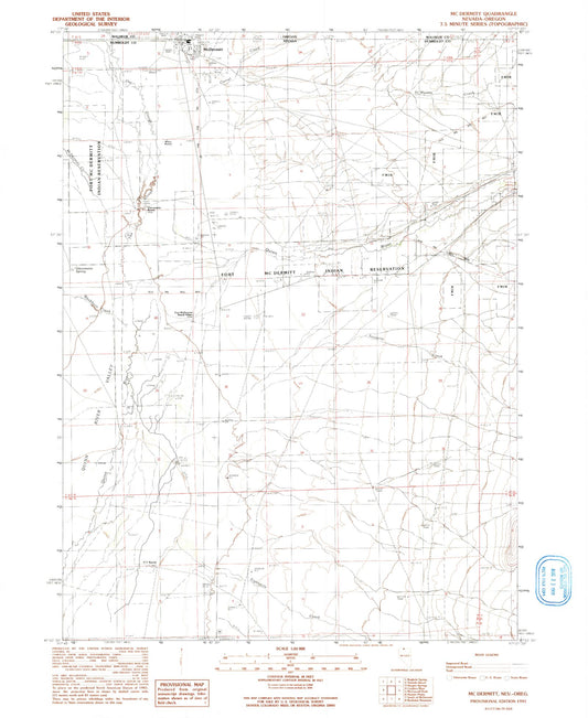 Classic USGS McDermitt Nevada 7.5'x7.5' Topo Map Image