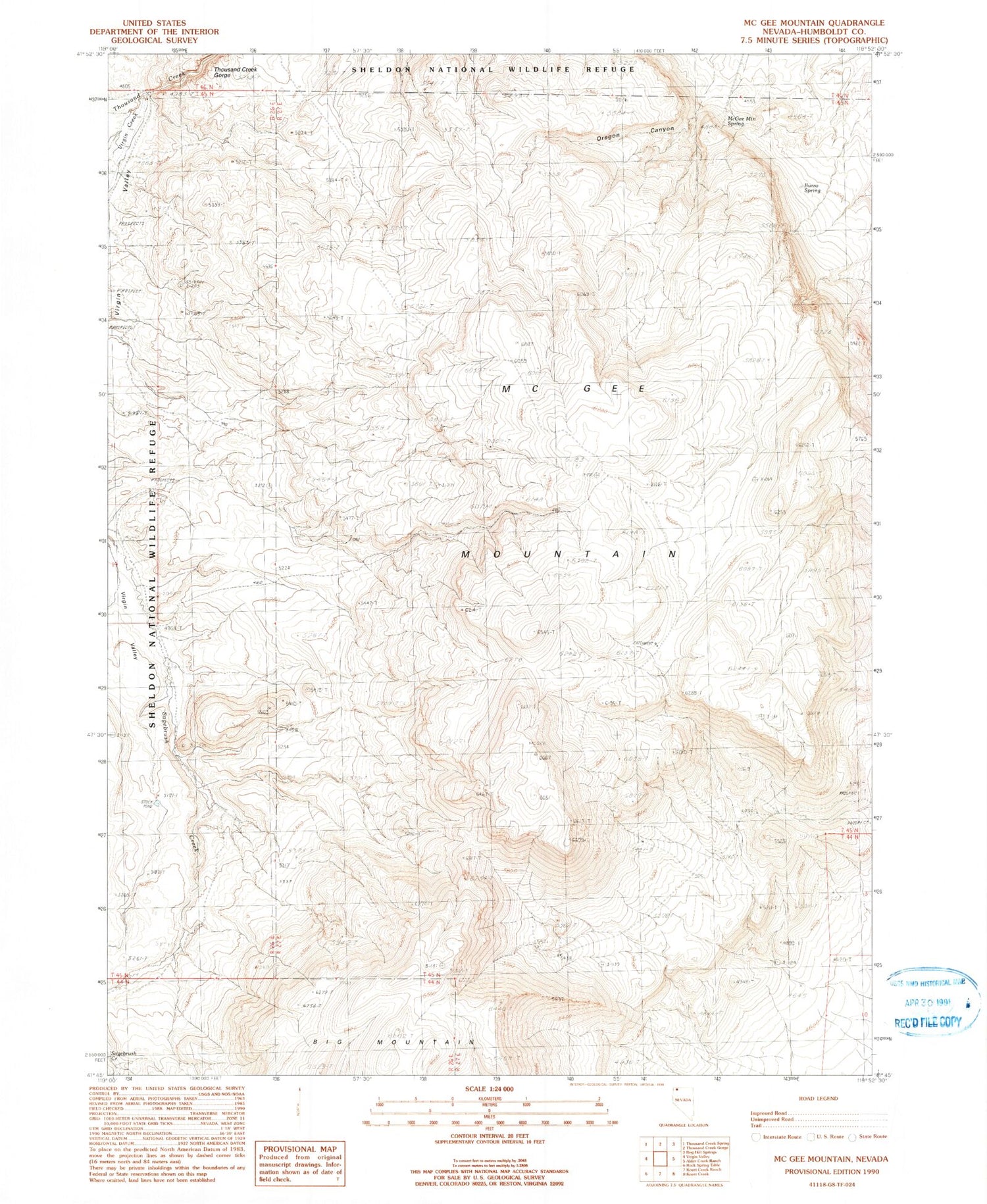 Classic USGS McGhee Mountain Nevada 7.5'x7.5' Topo Map Image
