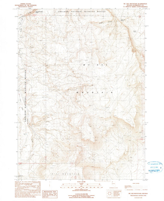 Classic USGS McGhee Mountain Nevada 7.5'x7.5' Topo Map Image