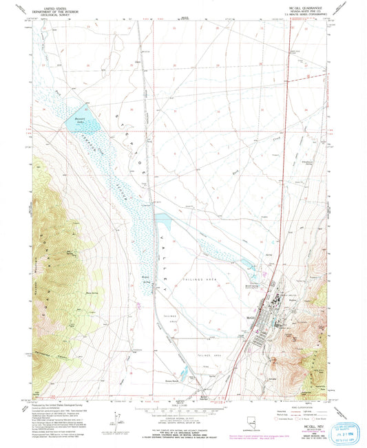 Classic USGS McGill Nevada 7.5'x7.5' Topo Map Image