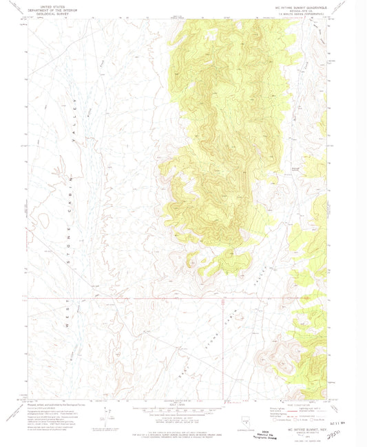 Classic USGS McIntyre Summit Nevada 7.5'x7.5' Topo Map Image