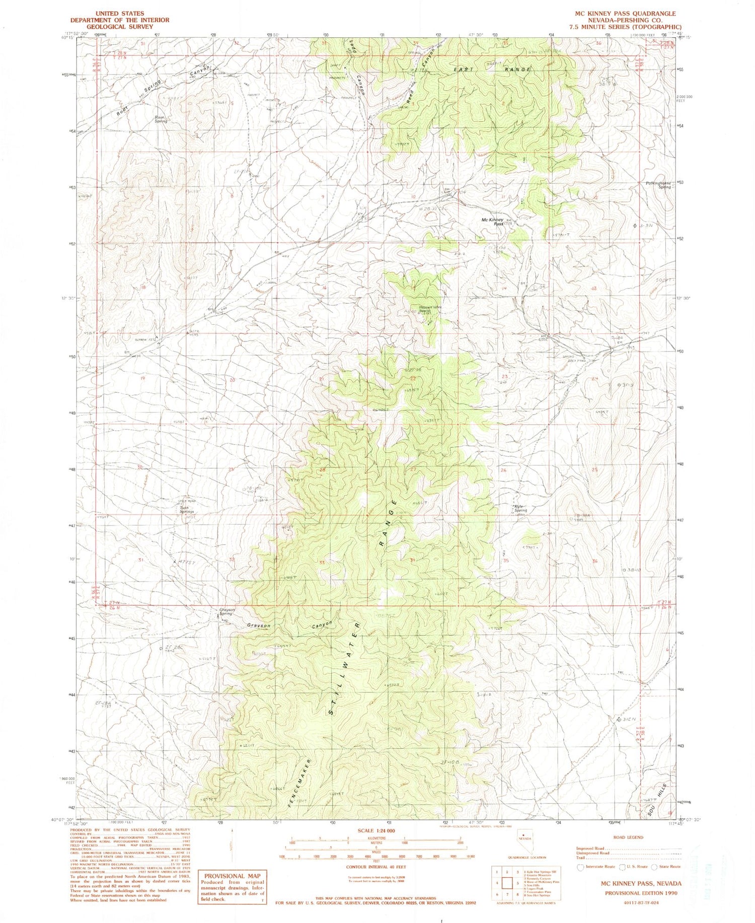 Classic USGS McKinney Pass Nevada 7.5'x7.5' Topo Map Image