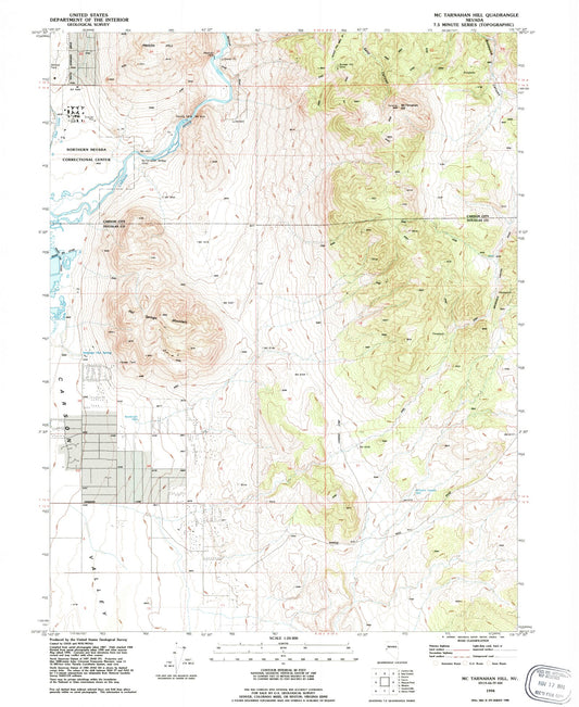 Classic USGS McTarnahan Hill Nevada 7.5'x7.5' Topo Map Image