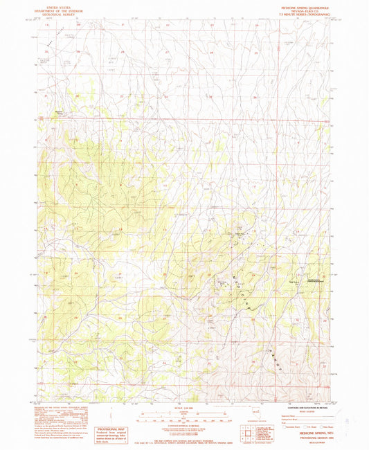 Classic USGS Medicine Spring Nevada 7.5'x7.5' Topo Map Image