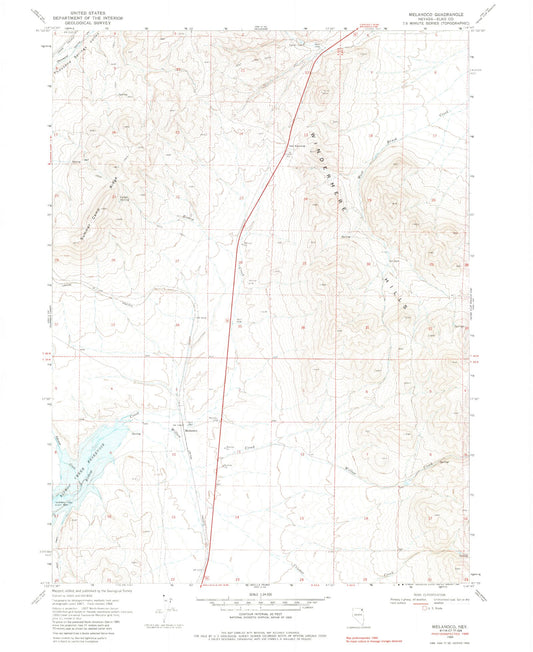 Classic USGS Melandco Nevada 7.5'x7.5' Topo Map Image