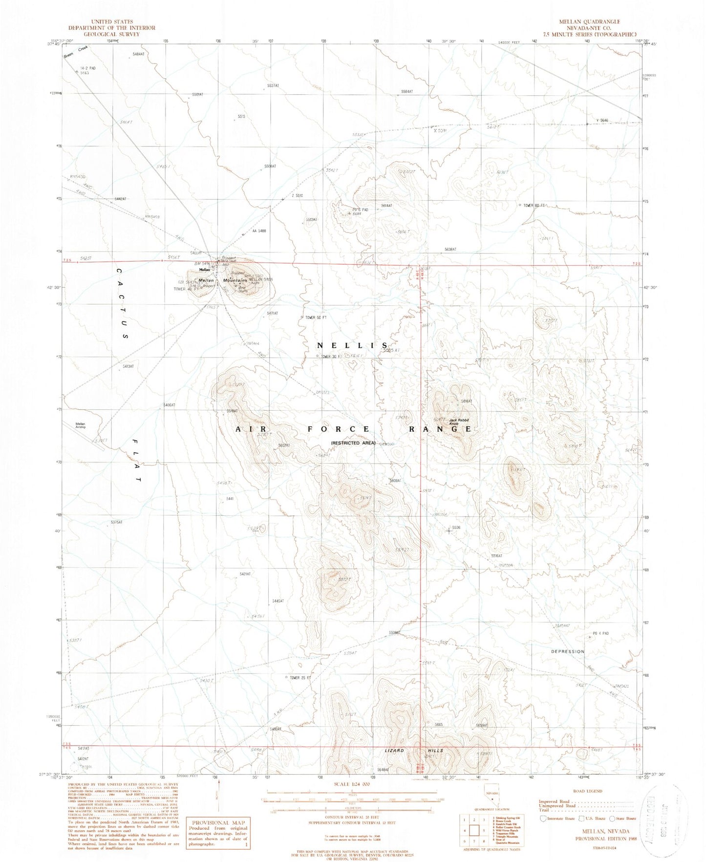 Classic USGS Mellan Nevada 7.5'x7.5' Topo Map Image