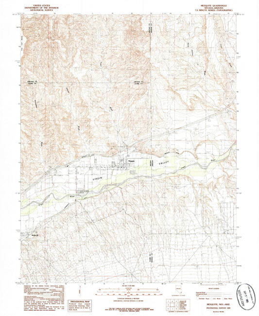 Classic USGS Mesquite Nevada 7.5'x7.5' Topo Map Image