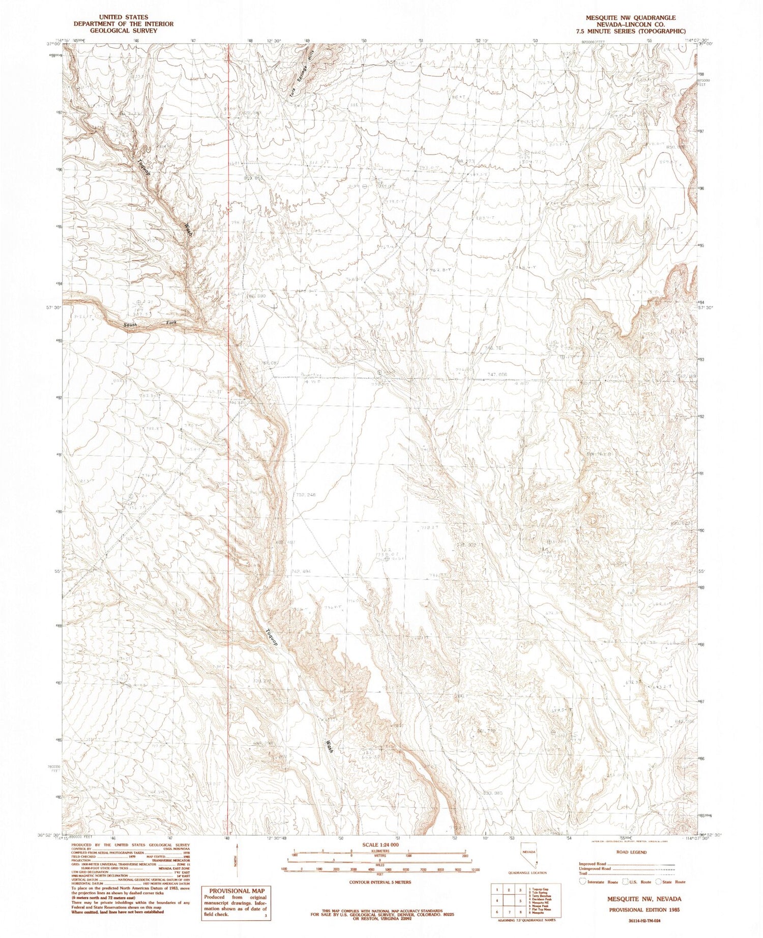 Classic USGS Mesquite NW Nevada 7.5'x7.5' Topo Map Image