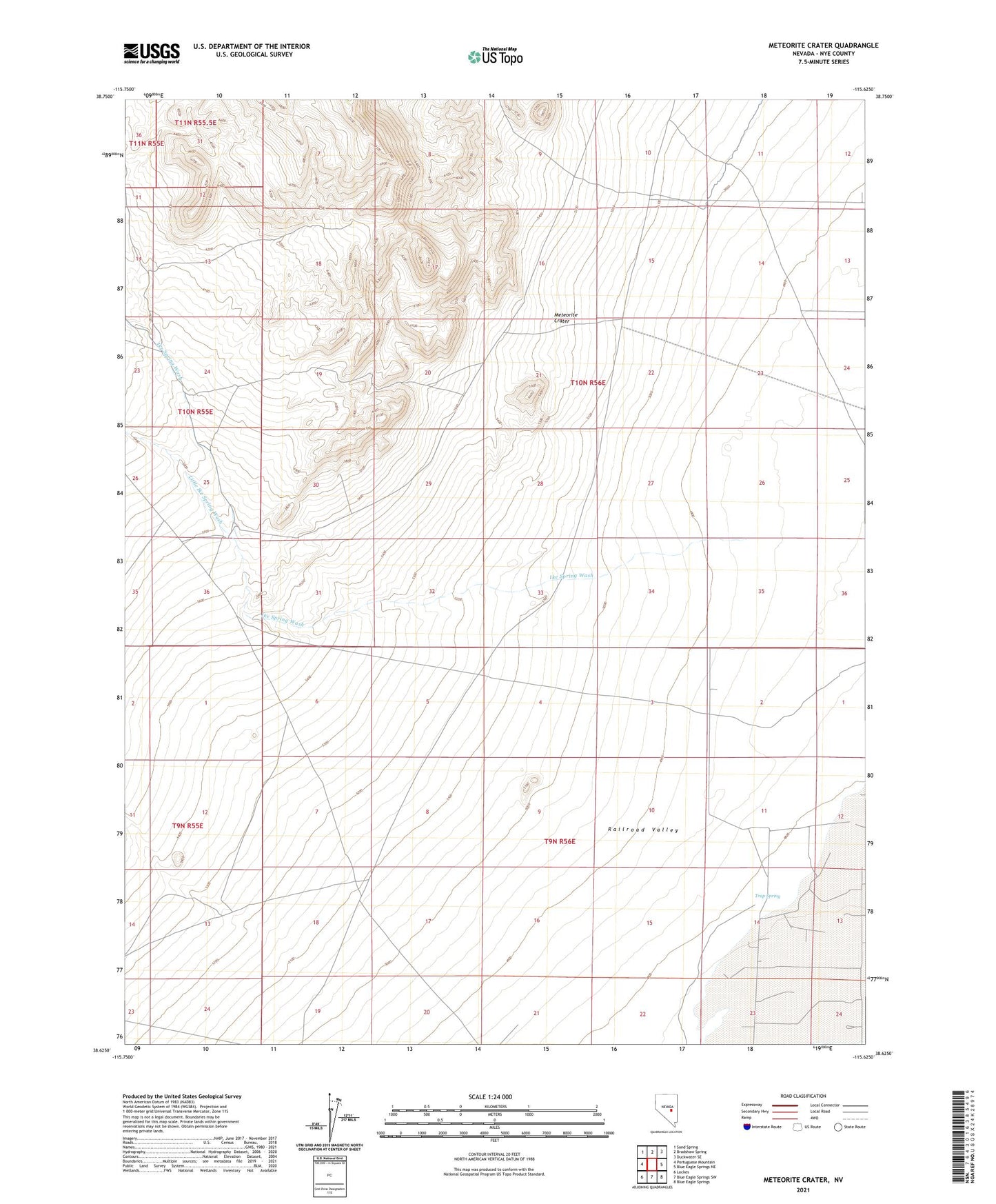 Meteorite Crater Nevada US Topo Map Image