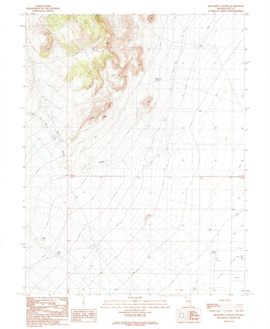 Classic USGS Meteorite Crater Nevada 7.5'x7.5' Topo Map Image