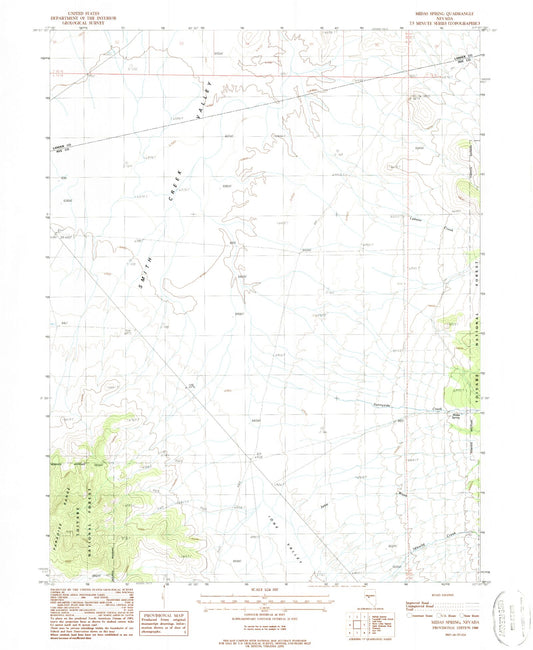 Classic USGS Midas Spring Nevada 7.5'x7.5' Topo Map Image