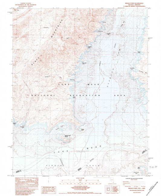 Classic USGS Middle Point Nevada 7.5'x7.5' Topo Map Image
