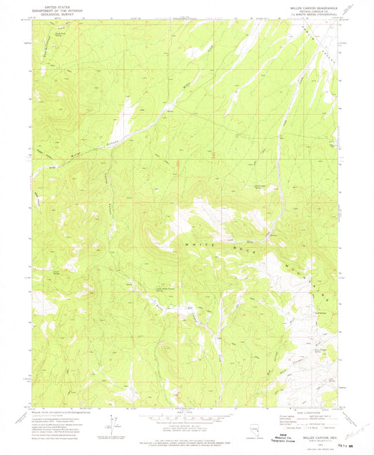Classic USGS Miller Canyon Nevada 7.5'x7.5' Topo Map Image