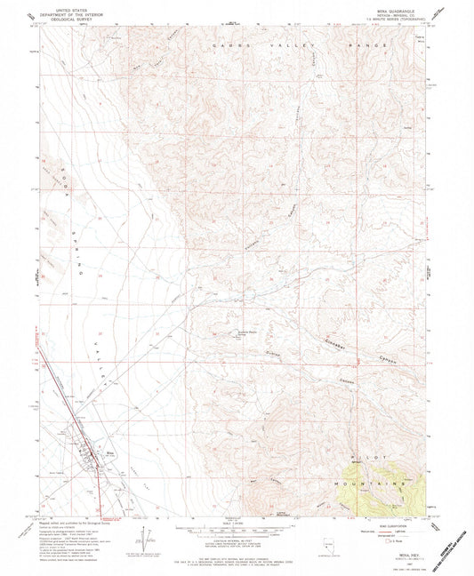 Classic USGS Mina Nevada 7.5'x7.5' Topo Map Image