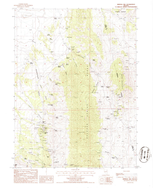 Classic USGS Mineral Hill Nevada 7.5'x7.5' Topo Map Image