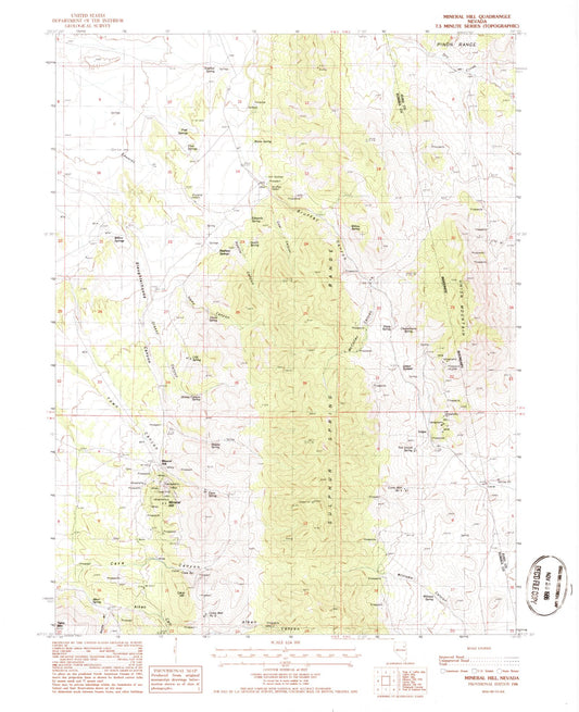 Classic USGS Mineral Hill Nevada 7.5'x7.5' Topo Map Image