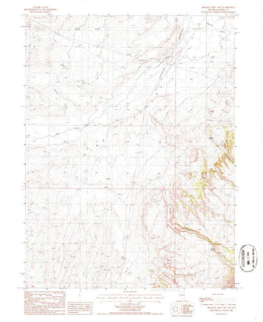 Classic USGS Mineral Hill NW Nevada 7.5'x7.5' Topo Map Image