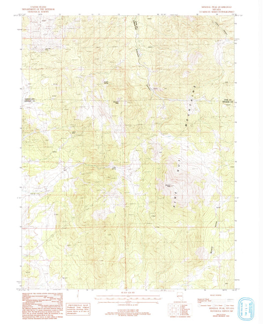 Classic USGS Mineral Peak Nevada 7.5'x7.5' Topo Map Image