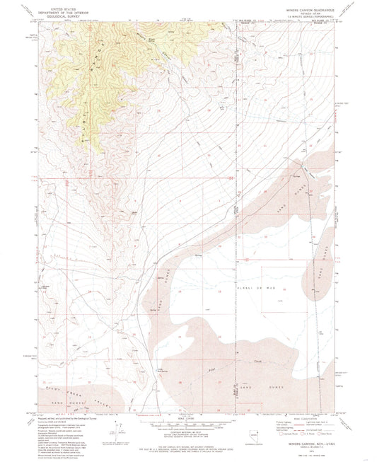 Classic USGS Miners Canyon Nevada 7.5'x7.5' Topo Map Image