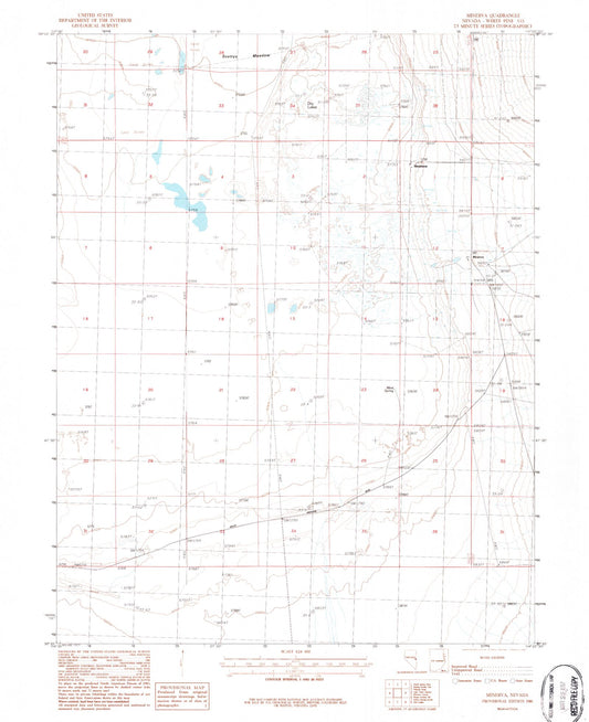 Classic USGS Minerva Nevada 7.5'x7.5' Topo Map Image